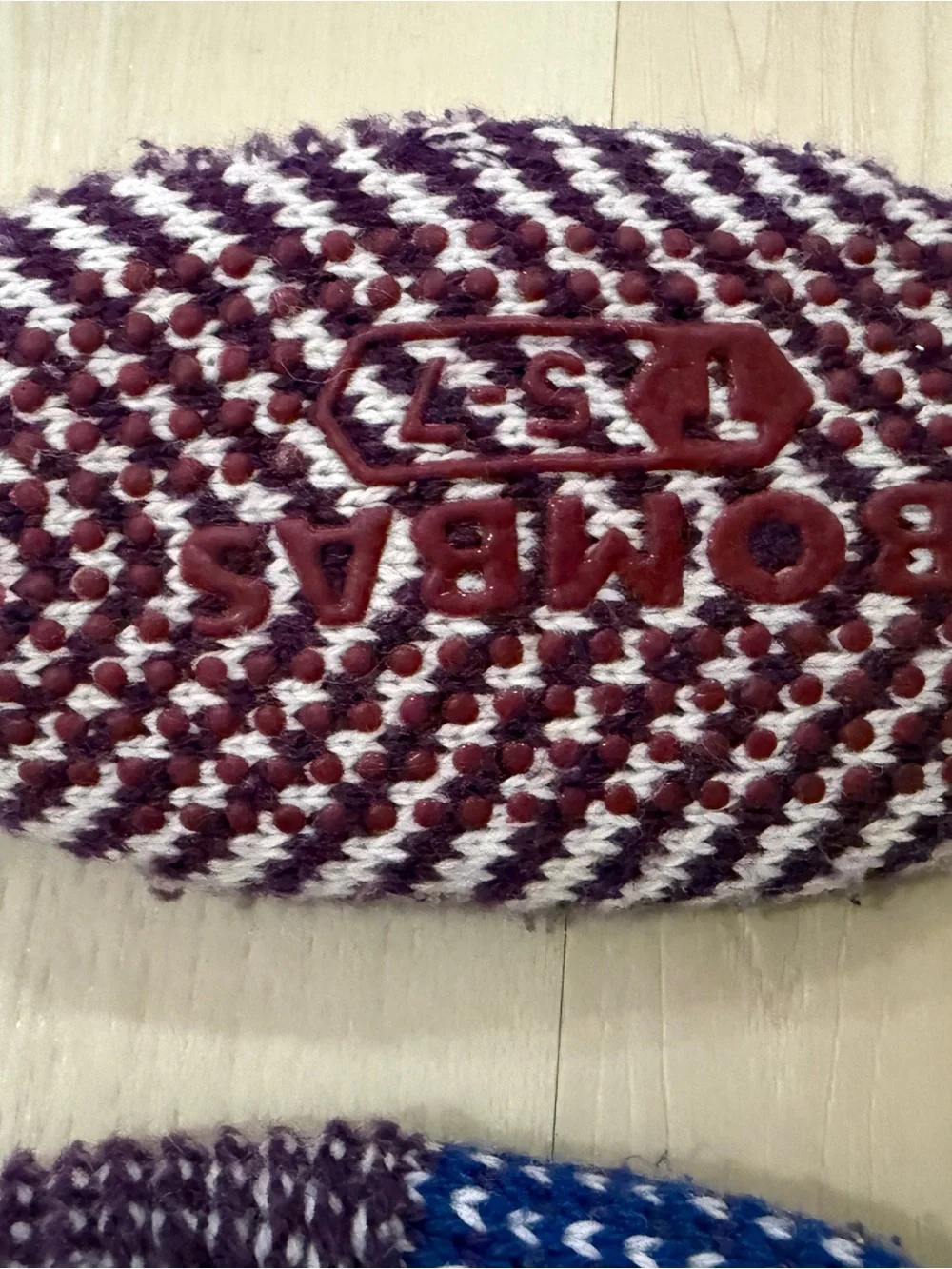 Bombas Purple and Blue Knit Gripper Slippers